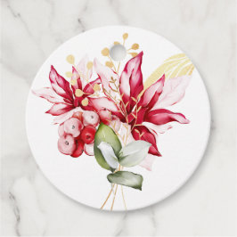 Winterurlaub Rote Poinsettia Aquarellfarben Blume Geschenkanhänger