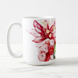 Winterurlaub Rote Poinsettia Aquarellfarben Blume Kaffeetasse