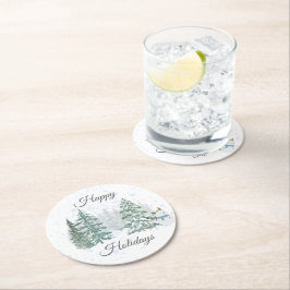 Winterurlaub Runder Pappuntersetzer