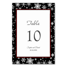 Winterurlaub Schneeflocken Rotes Buffalo Hochzeit Tischnummer
