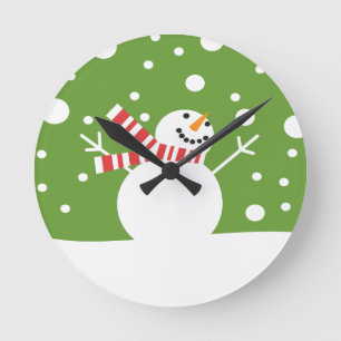 Winterurlaub-Schneemann Runde Wanduhr