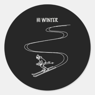Winterurlaub Skilift Kunst Weihnachten X-mas Skifa Runder Aufkleber