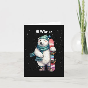 Winterurlaub Snowboarden Tierweihnachtsschnee Karte