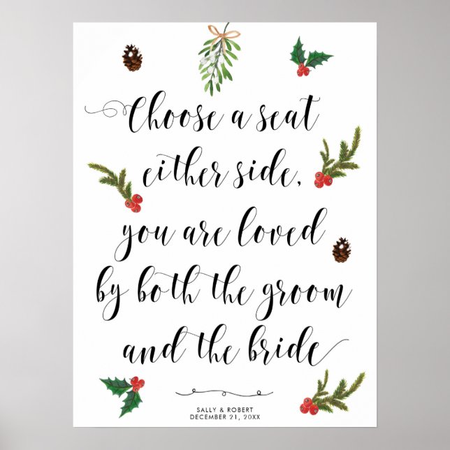 Winterurlaub wählen Sie ein Sitzzeichen Poster (Vorne)