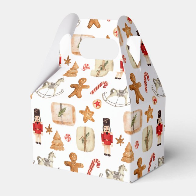 Winterurlaub Weihnachten Nutcracker Cookie Muster Geschenkschachtel (Vorderseite)
