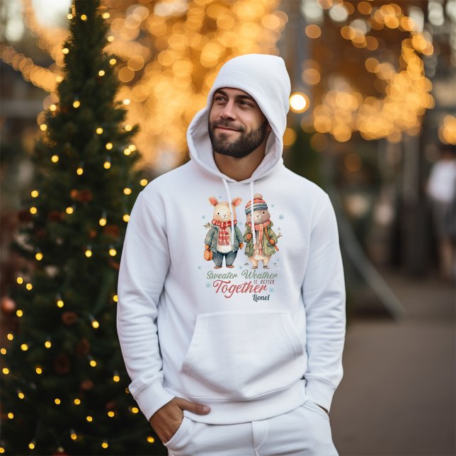 Winterurlaub Weihnachten Paar Individuelle Namen M Hoodie (Von Creator hochgeladen)