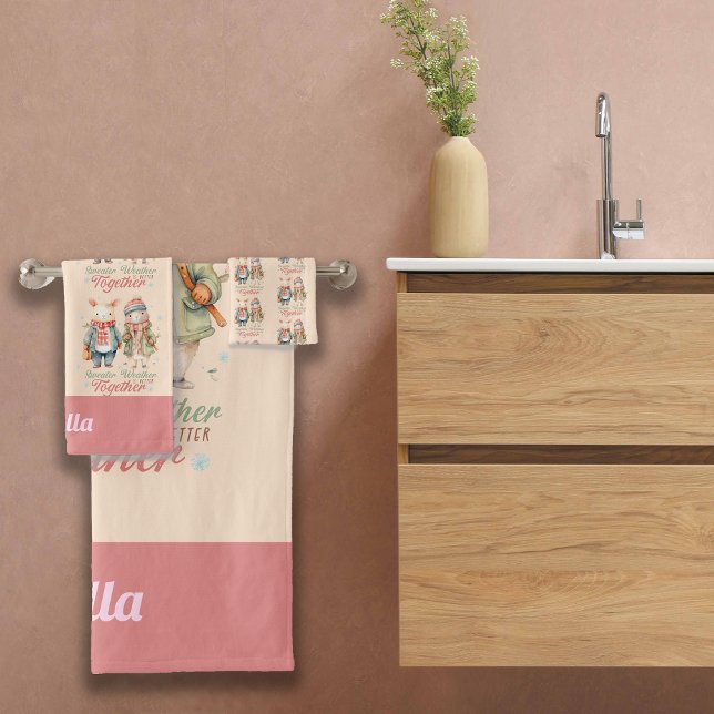 Winterurlaub Weihnachten Paar Lady Individuelle Na Badhandtuch Set (Von Creator hochgeladen)