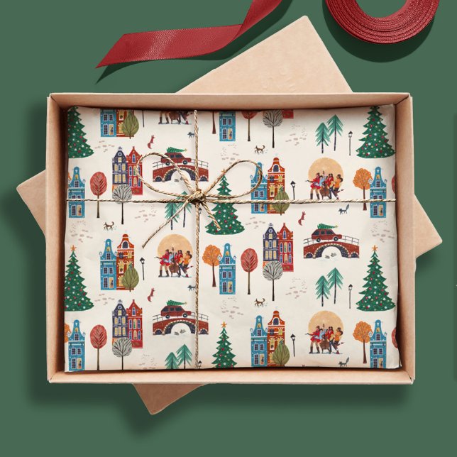 Winterurlaub Weihnachten Party Seidenpapier (Winter City Holiday Christmas Party Tissue Paper)