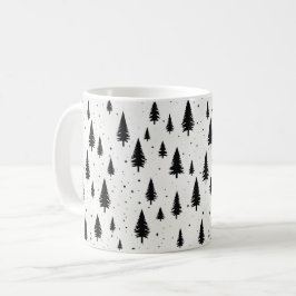 Winterurlaub Weihnachtsbäume schwarz-weiß Kaffeetasse