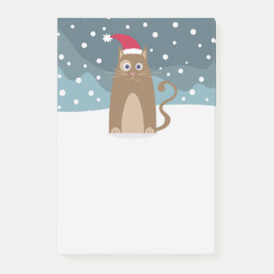 Winterurlaub Weihnachtsmannmütze Katze im Schnee Post-it Klebezettel