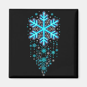 Winterurlaubsbekleidung - Blaue Schneeflockenkaska Magnet