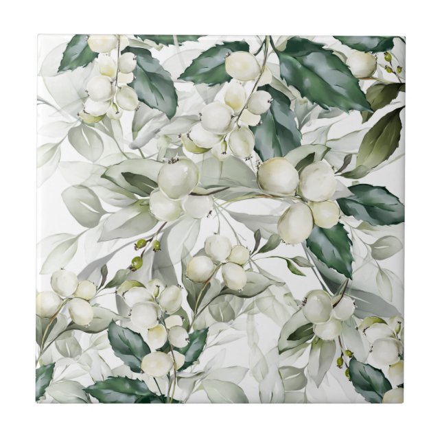 Winterurlaubsholz zweigt grünes Muster ab Fliese (Vorderseite)