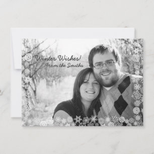Winterurlaubskarte Snowflake mit Schneerahmen Feiertagskarte