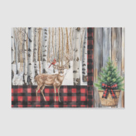 Winterurlaubslandschaft Kardinal und Hirsche Seidenpapier