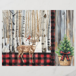 Winterurlaubslandschaft Kardinal und Hirschpapier