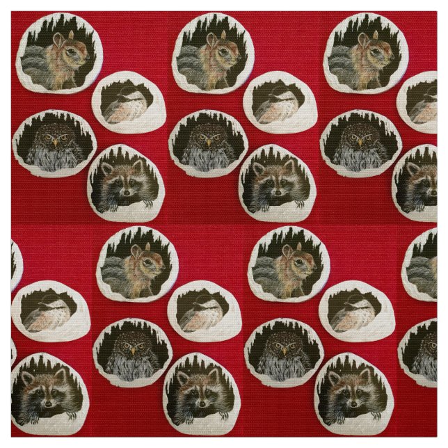 "Winterurlaubstiere" Stoff (Muster)