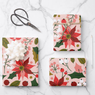 Winterurlaubsverpackungspapier Poinsettia Geschenkpapier Set