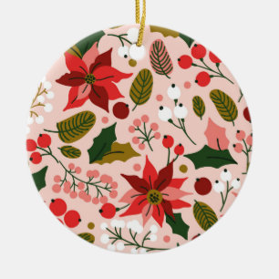 Winterurlaubsverzierung in Poinsettia Keramik Ornament