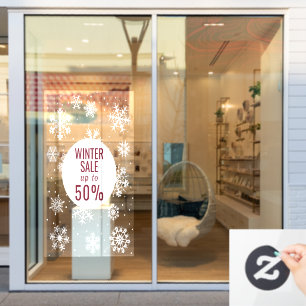 Winterverkauf, Schneeflocken groß Fensteraufkleber