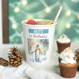Wintervibes Pinguin - 1. Geburtstag - Pappbecher