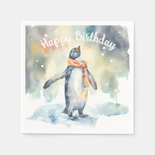 Wintervibes Pinguin - Geburtstagsparty - Serviette (Vorderseite)