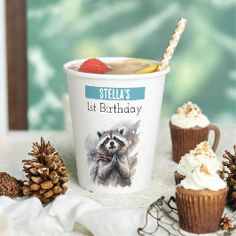 Wintervibes Raccoon - 1. Geburtstag - Pappbecher