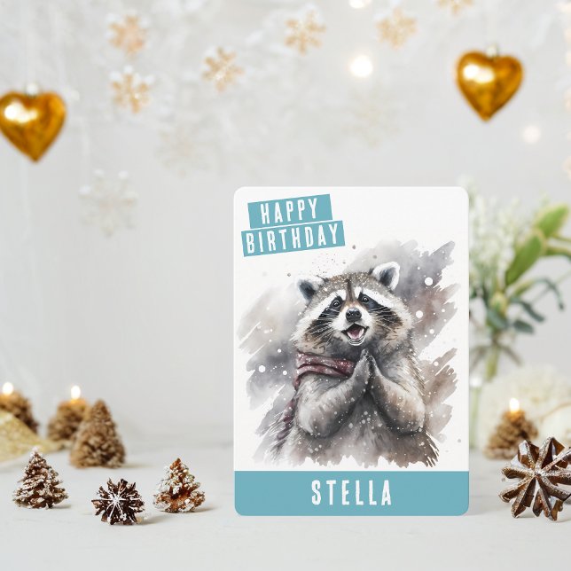 Wintervibes Raccoon Geburtstagskarte Feiertagskarte (Von Creator hochgeladen)
