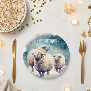 Wintervibes Sheep - Geburtstagsparty - Pappteller