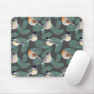 Wintervögel auf Branchen Mousepad