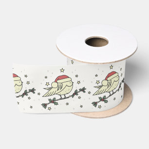 Wintervogel mit dem Hut des Weihnachtsmanns Satinband