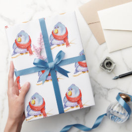 Wintervogel mit Scarf Geschenkpapier