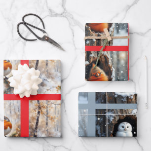 Wintervögel Natürlich Geschenkpapier Set