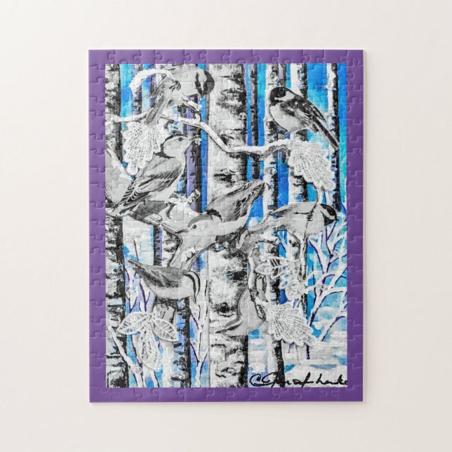 Wintervögel Puzzle (Vertikal)