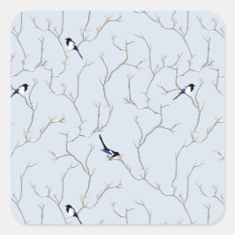 Wintervögel Quadratischer Aufkleber