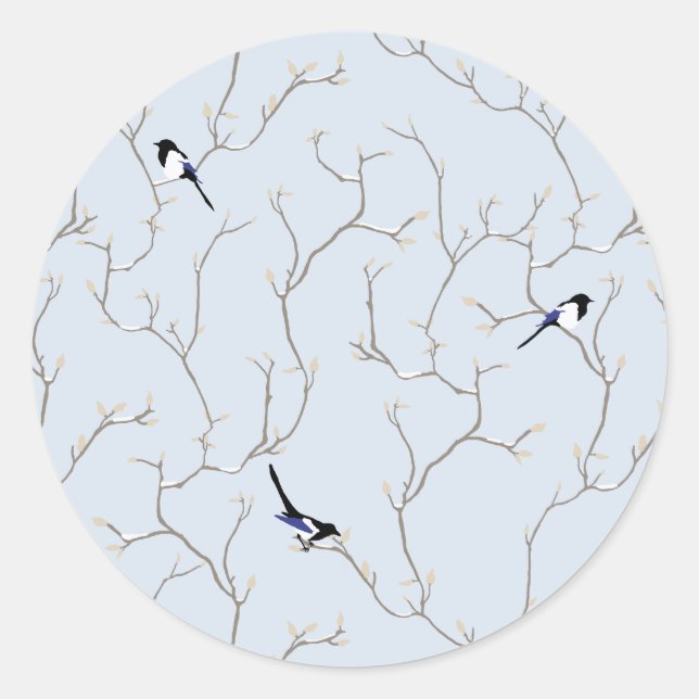 Wintervögel Runder Aufkleber (Vorderseite)