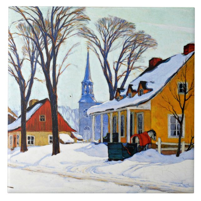 Wintervormittag, schöne Kunst von Clarence Gagnon Fliese (Vorderseite)