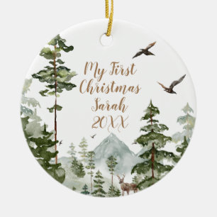 Winterwald 1. Weihnachtsfest Keramik Ornament