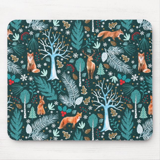 Winterwald Aquamarin/Gold-ID785 Mousepad (Vorne)