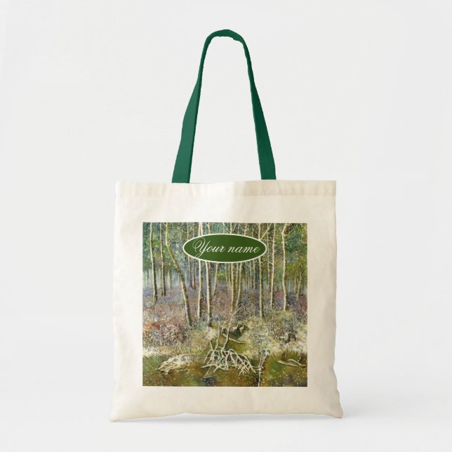 Winterwald Aquarellmalerei Tragetasche (Vorne)