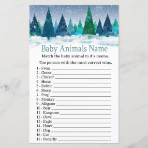 Winterwald Baby Tiere Name Spiel Babydusche