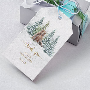 Winterwald Bären Babydusche Danke Geschenkanhänger