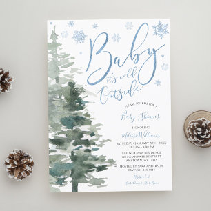 Winterwald Blau Es ist kalt draußen Baby Shower Einladung