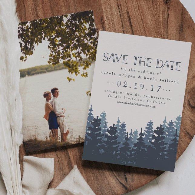 Winterwald Doppelseitiges Foto Hochzeit Save The Date (Von Creator hochgeladen)
