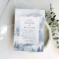 Winterwald Dusty Blue Watercolor Hochzeit