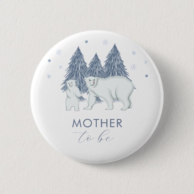 Winterwald Eisbär-Mama-Baby-Party  Button (Vorderseite)