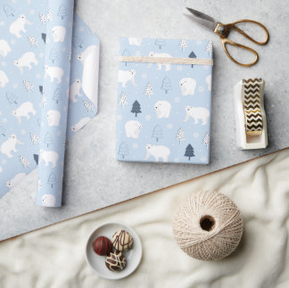 Winterwald Eisbären Geschenkpapier
