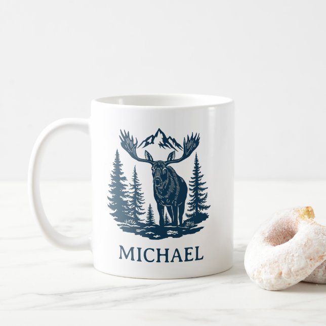 Winterwald Elch Personalized   Kaffeetasse (Mit Donut)