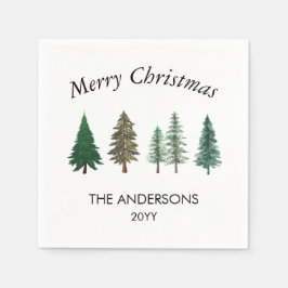 Winterwald Elegante Pine Trees Weihnachten Serviette