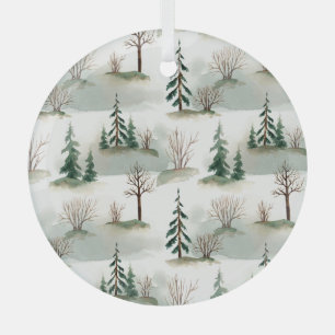 Winterwald: Handgezeichnete grüne Unschärfe Ornament Aus Glas