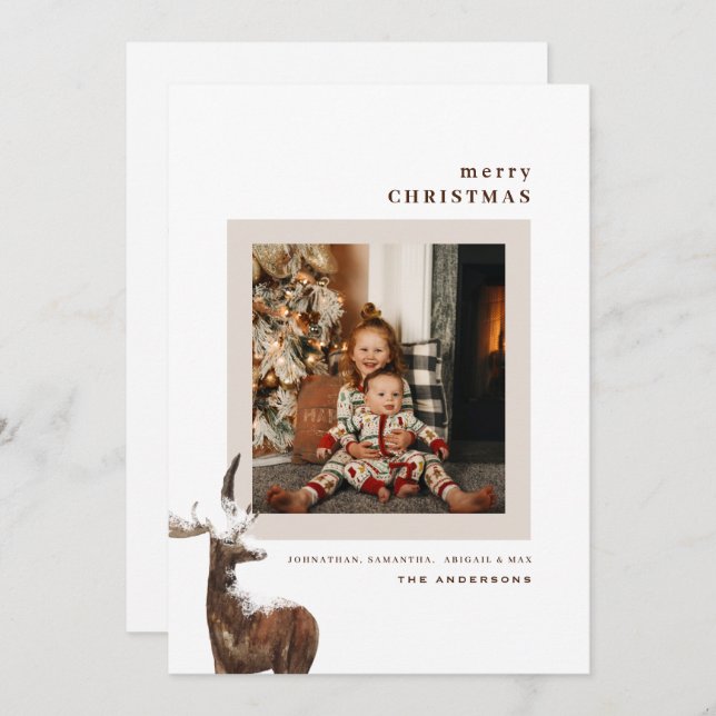 Winterwald Hirsche Foto Weihnachten (Vorne/Hinten)